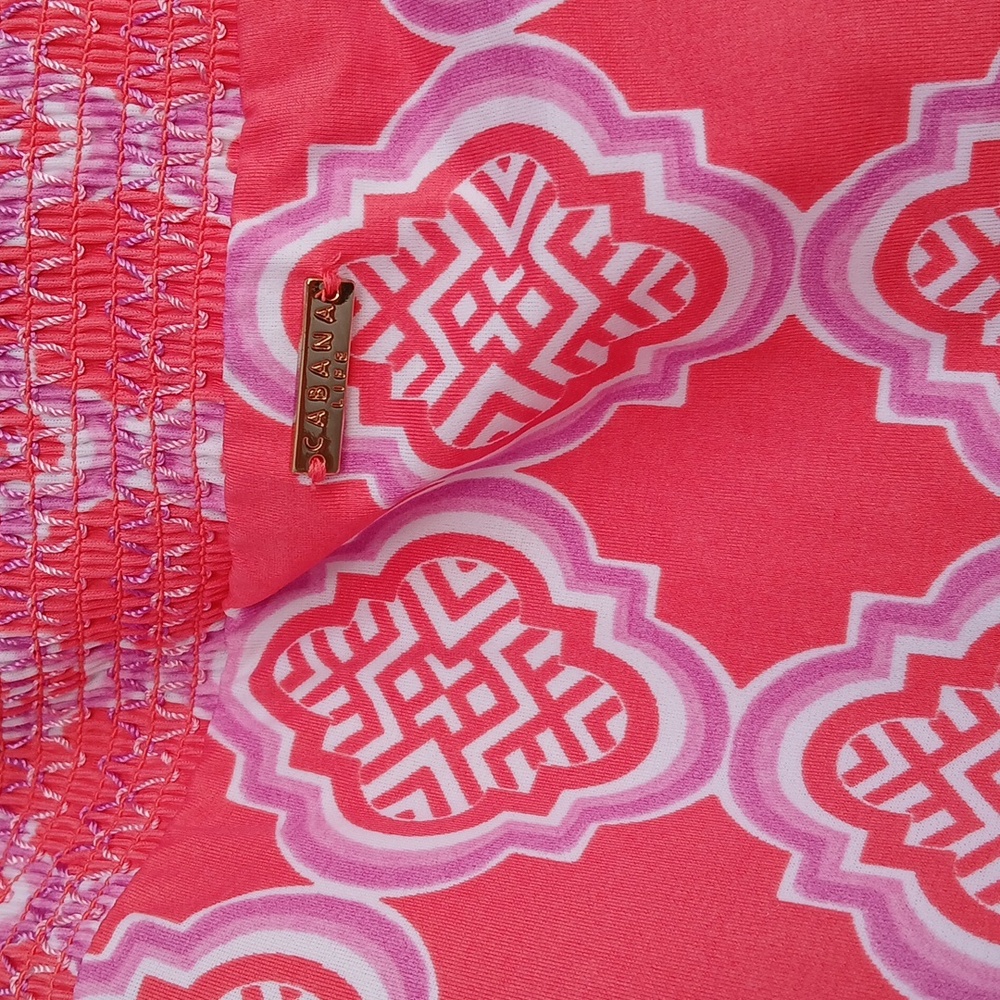 $158 Cabana Shift Pink Off-Shoulder Dress with Tassels - Picture 5 of 6